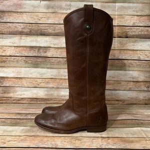 Frye Brown Melissa Button Pull Up Boots